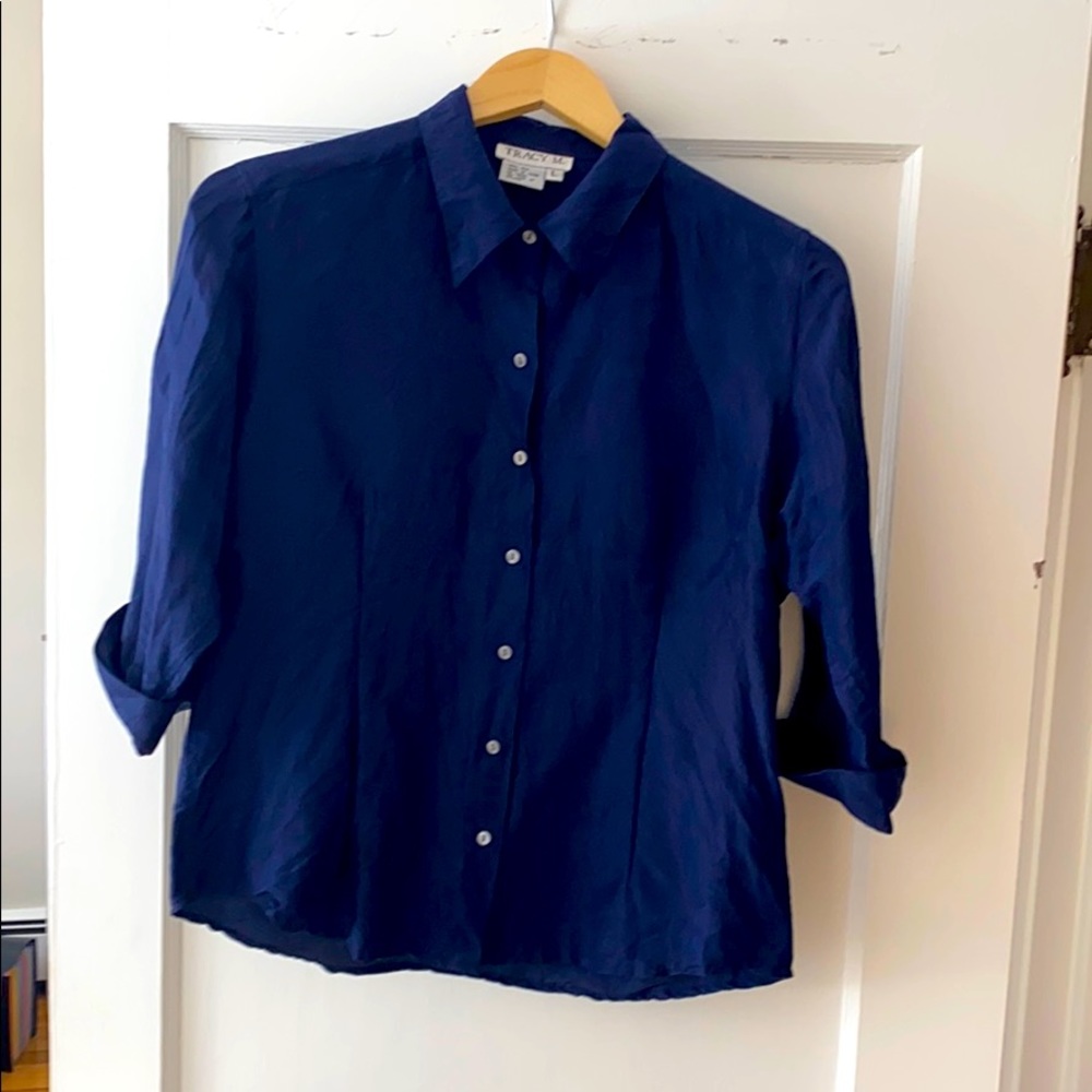 Tracy M silk women’s shirt L 3 quarter sleeves